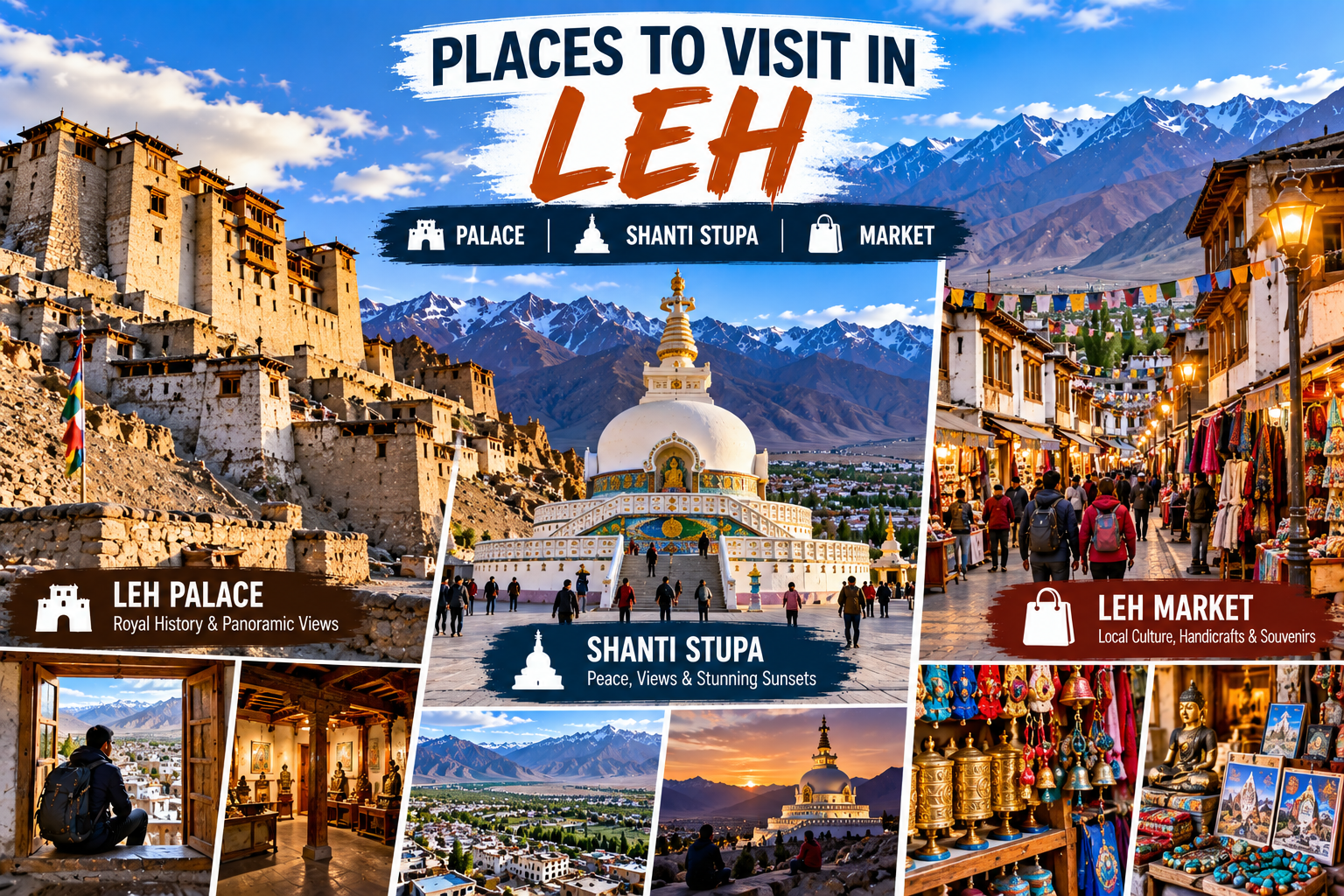 Places to Visit in Leh: Leh Palace, Shanti Stupa, Market and Nearby Sights