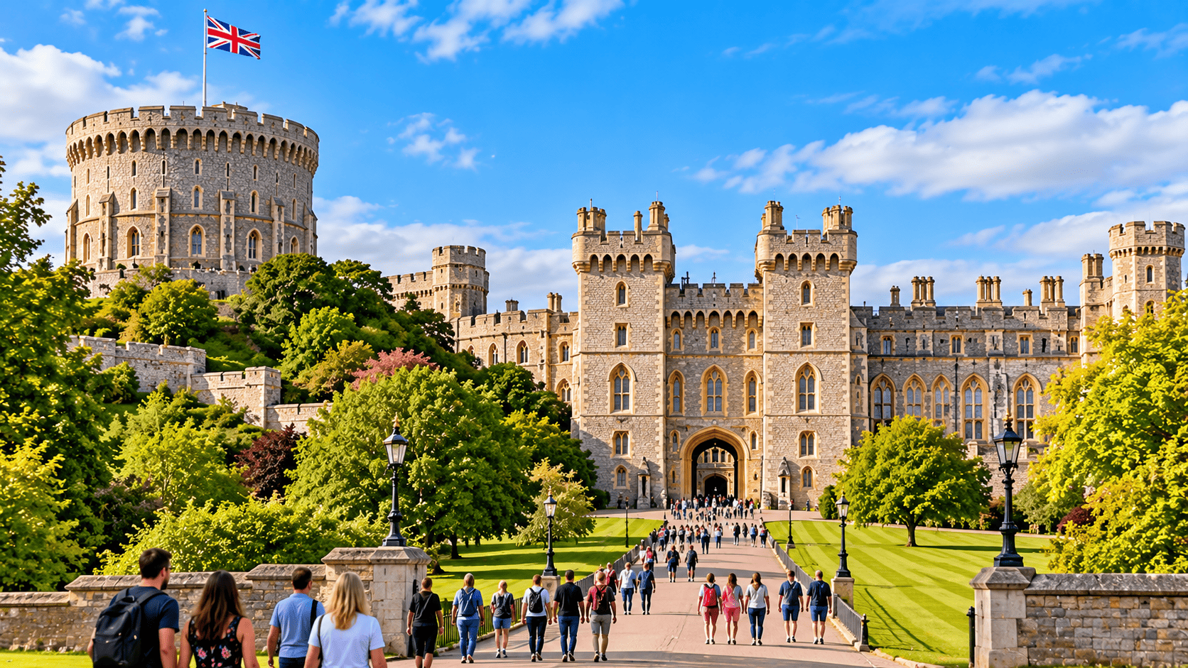 Visit Windsor Castle. Drive to Stratford-upon-Avon. Onto Manchester.