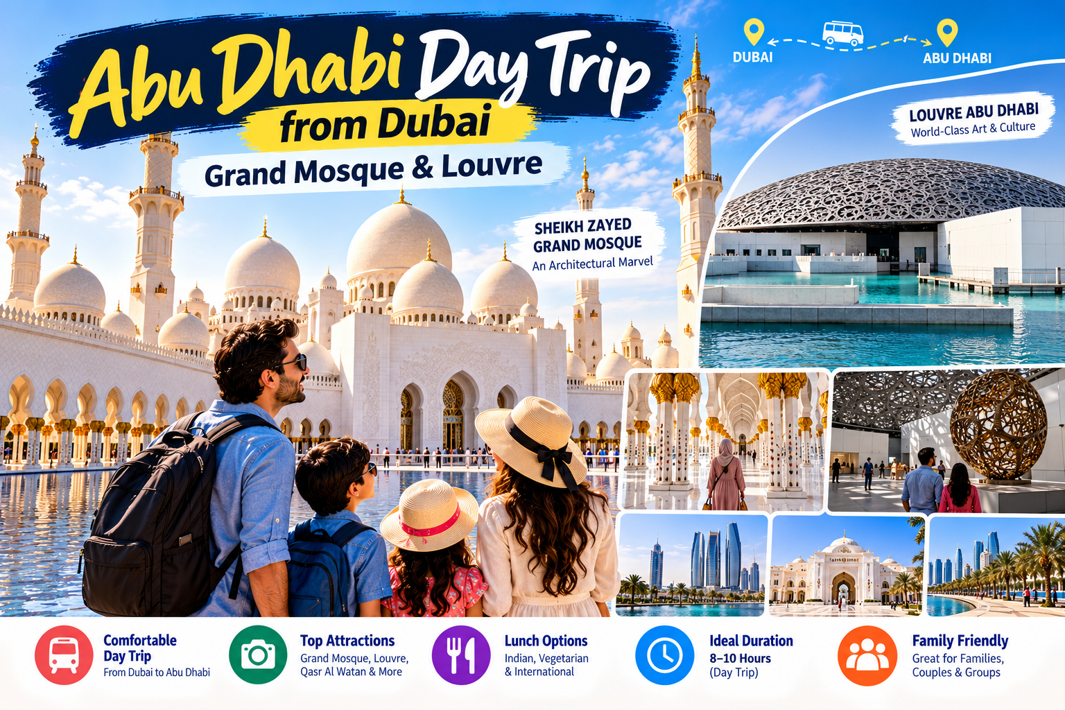 Abu Dhabi Day Trip from Dubai: Grand Mosque, Louvre and BAPS Mandir