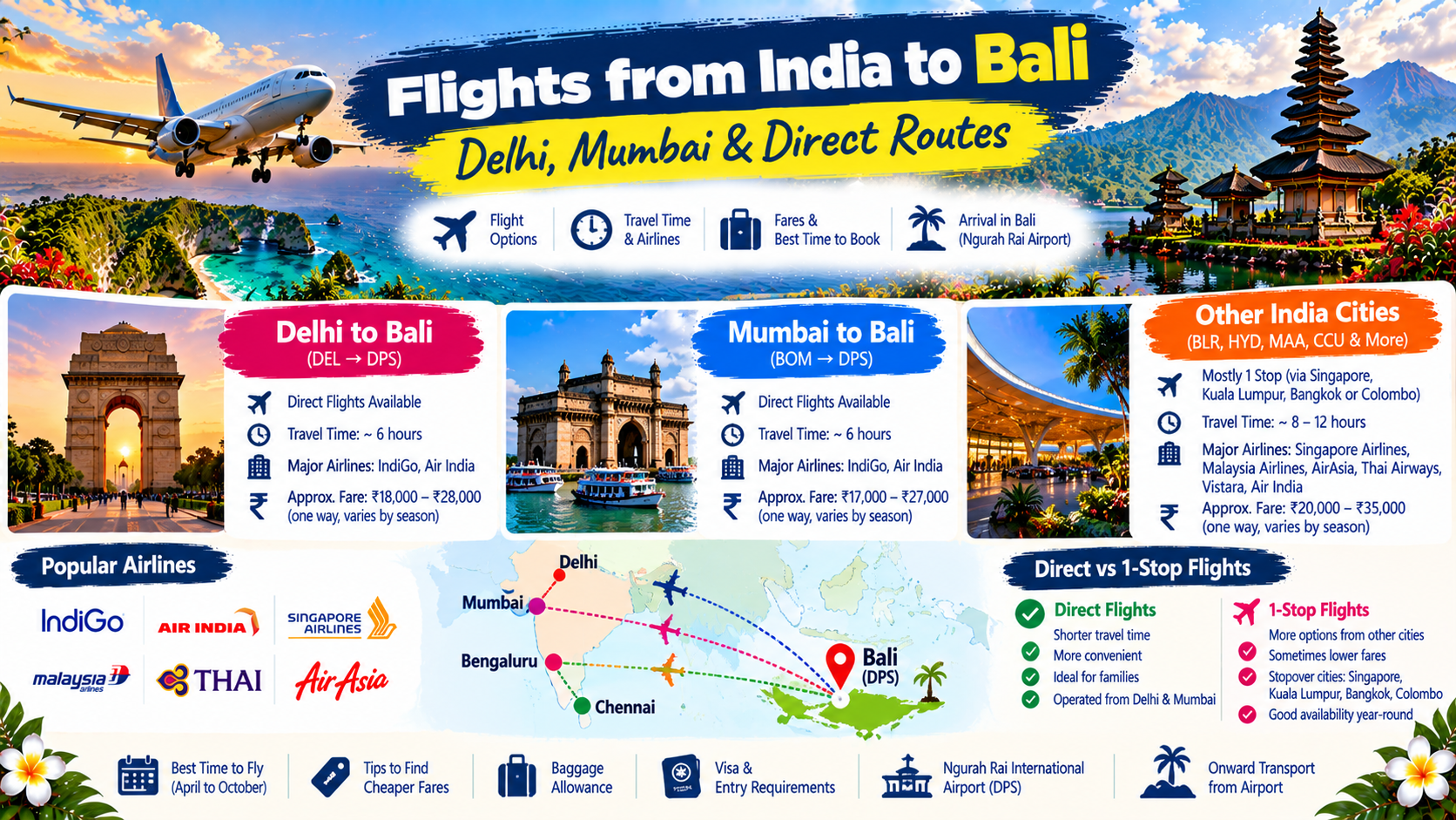 Flights from India to Bali: Direct Flights from Delhi, Mumbai and Bengaluru