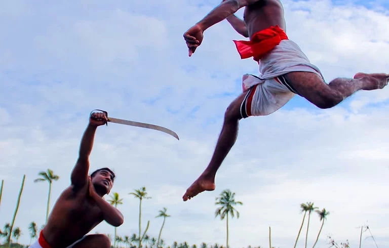 Kerala martial arts practice by two warriors
