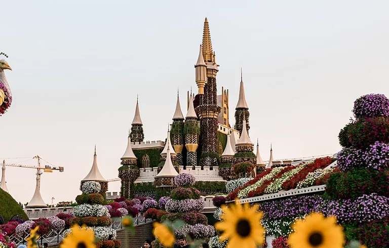 Dubai miracle garden in a sunny day , United Arab Emirates, Middle East