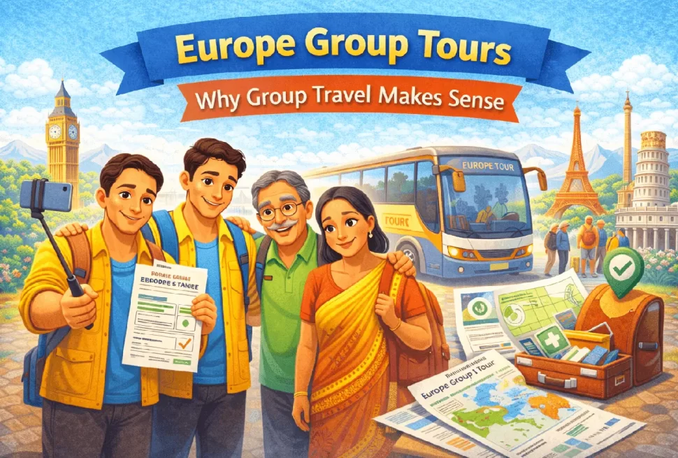 A group of tourist discussing Europe tour