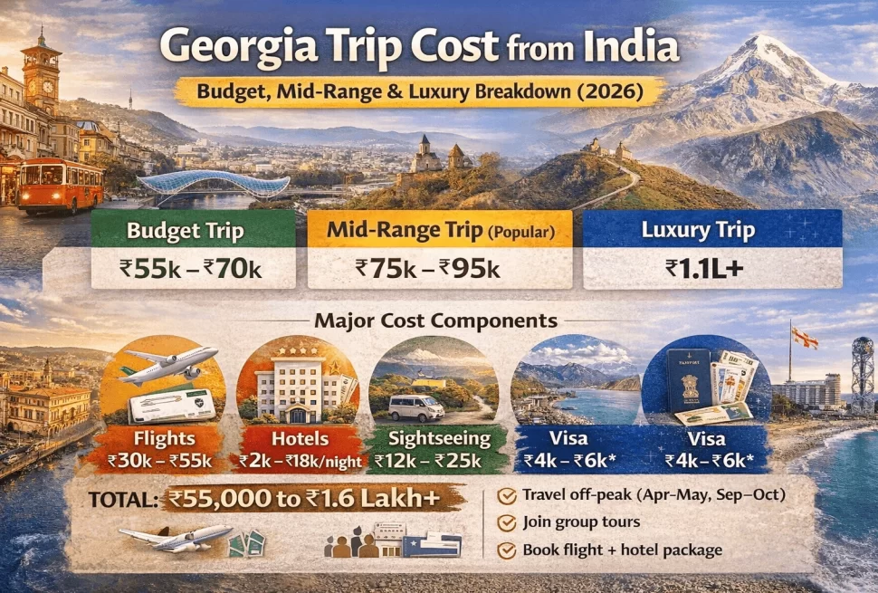A detailed breakdown of trip cost of Georgia country