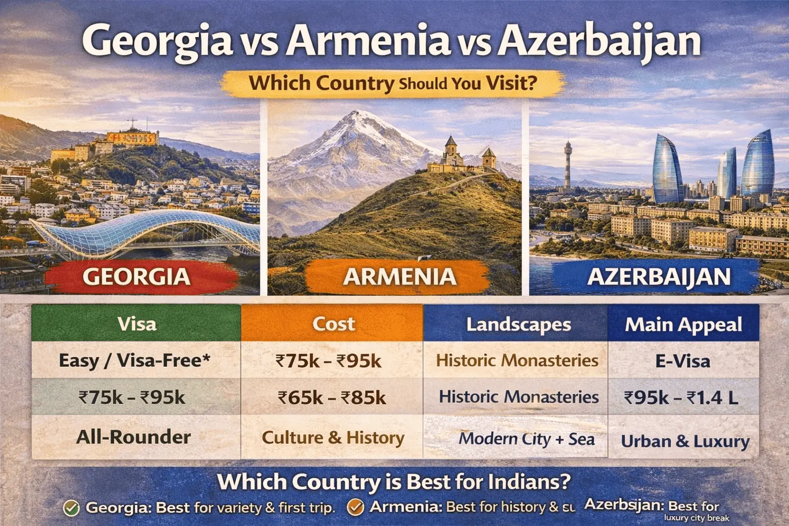 Georgia vs Armenia vs Azerbaijan tour comparison