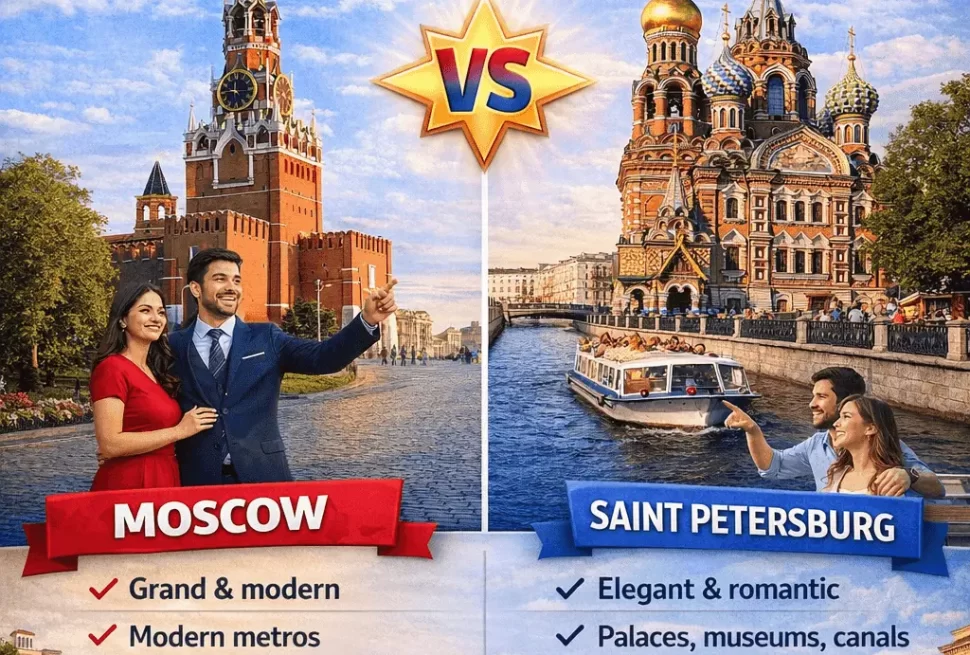 Comparison of two iconic cities of Russia - Moscow & Saint Petersburg