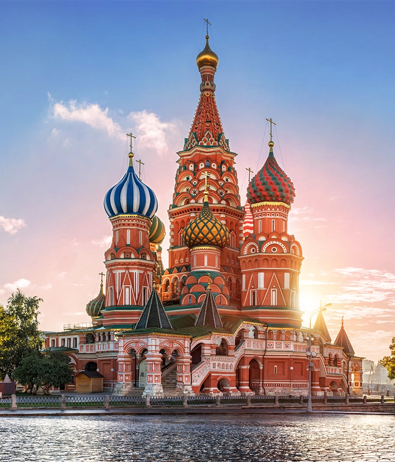 Sunny autumn morning at St. Basil's Cathedral on Red Square