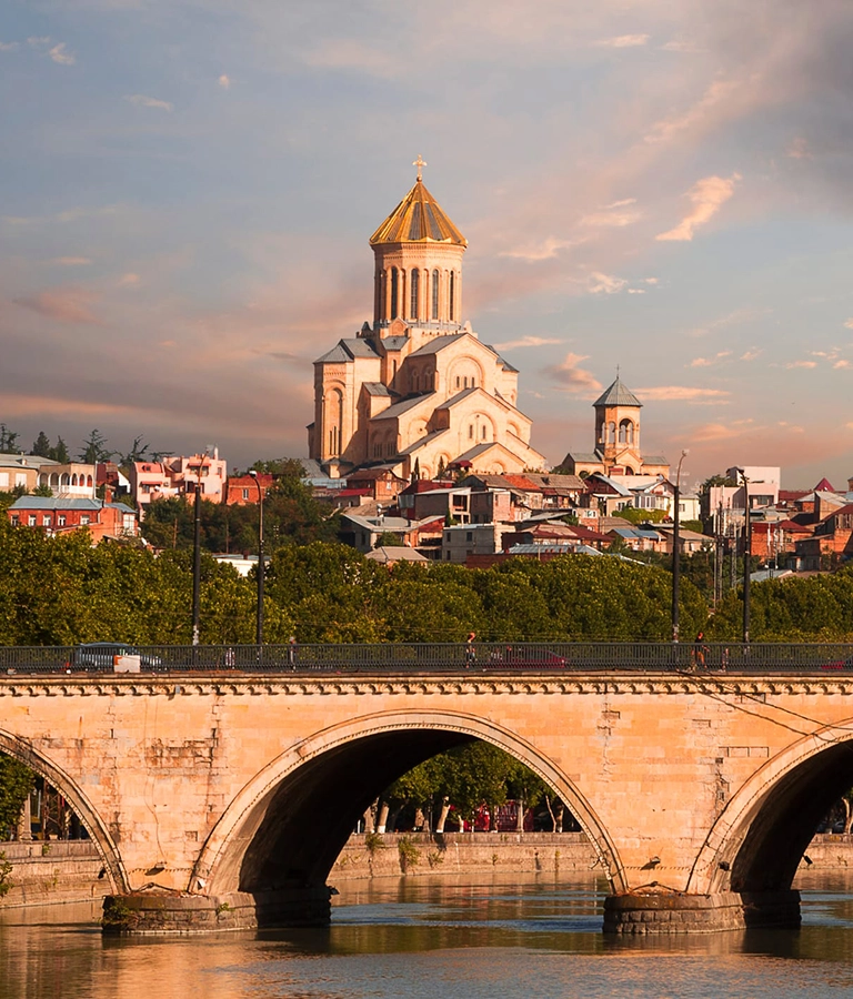 Saarbrucken Bridge over the River Mtkvari in Tbilisi, Georgia.
