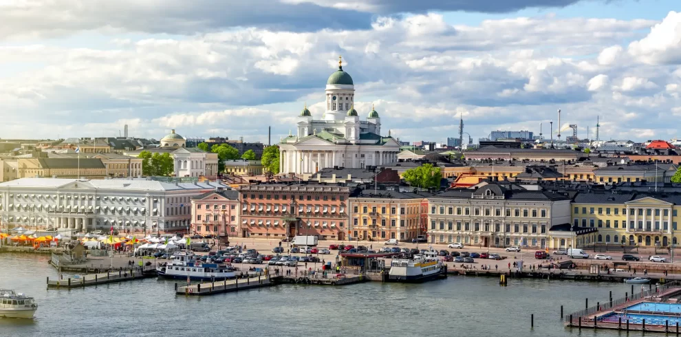 Helsinki cityscape and Helsinki Cathedral, Finland